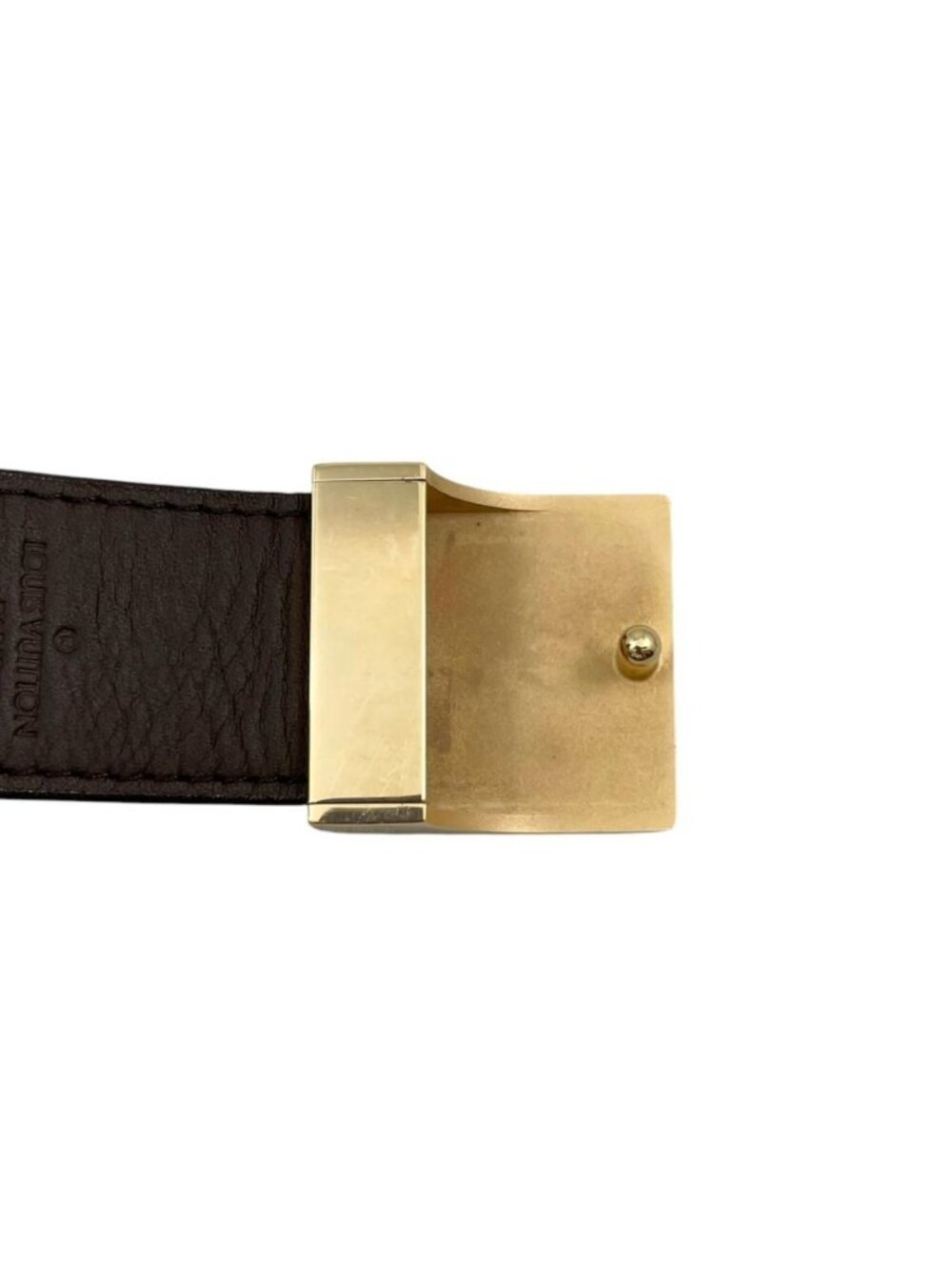 Louis Vuitton Belt Ceinture Carre Damier Ebene Logo Buckle Gold - Picture 4 of 9